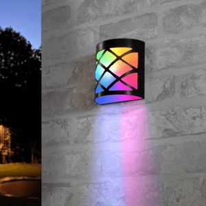 Solar wandlamp china zwart RGBW wit buitenlamp op zonne energie