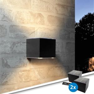 Solar led wandlamp up downlight emme recht - voordeelset van 2 stuks