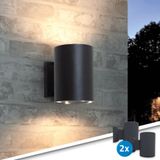 Solar led wandlamp up downlight sverre rond - voordeelset van 2 stuks