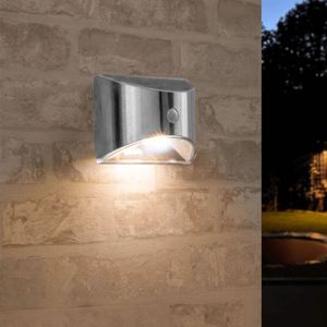 Solar Wandlamp Flint Rvs met Bewegingsmelder Op Zonne Energie