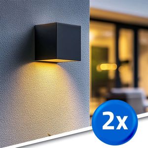 Solar LED Downlight Sven - Warm Wit Licht - Antraciet - Voordeelset van 2