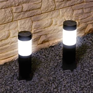 Solar priklamp lucifer zwart padverlichting op zonne-energie (2 stuks)