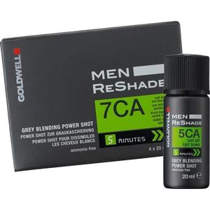 Goldwell Men ReShade Grey Blending Power Shot 7CA Cool Medium Asblond, verpakking van 4 x 20 ml