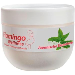 Flamingo Wellness Douche scrub zeezout Japanse ijsmunt, blik 350 g