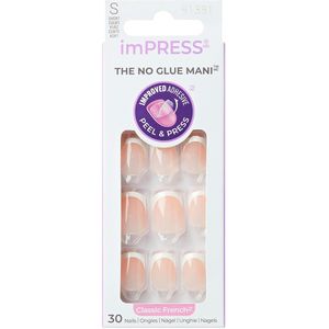 KISS - imPRESS - Kunstnagels - Korte French - 30 Stuks met PureFit Technologie