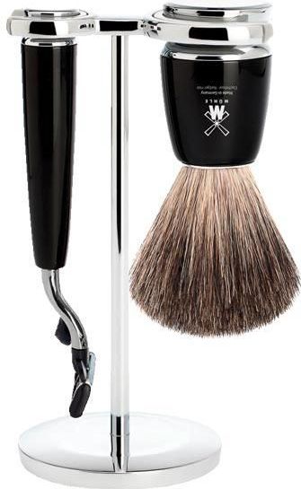 MÜHLE - RYTMO - Scheerset - Edelhars - 3-bladig Scheermes met Scheerkwast