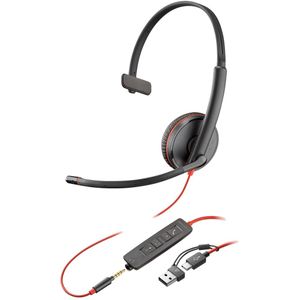 Poly Blackwire 3215 Monaural USB-C Headset + 3,5 mm plug + USB-C/A adapter