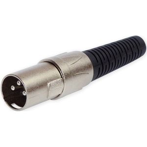XLR-Stecker, 3-polig, schwarz, 20x94 mm, mit Knickschutz