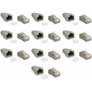 S-IMPULS CAT.6 RJ45-Stecker mit Führungskamm, grau, 10 Stück