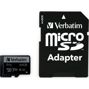VERBATIM MicroSDXC Card Pro U3 64GB inkl. Adapter