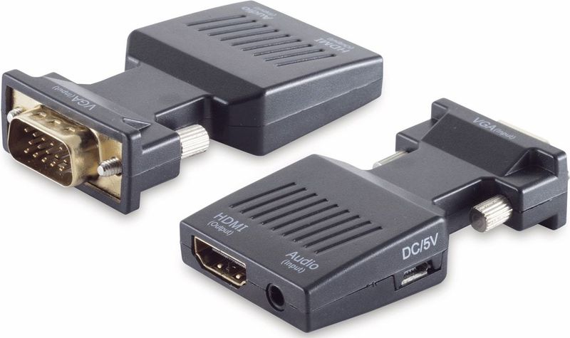 S-IMPULS VGA-Adapter, VGA-Stecker zu HDMI-Buchse, 1080p