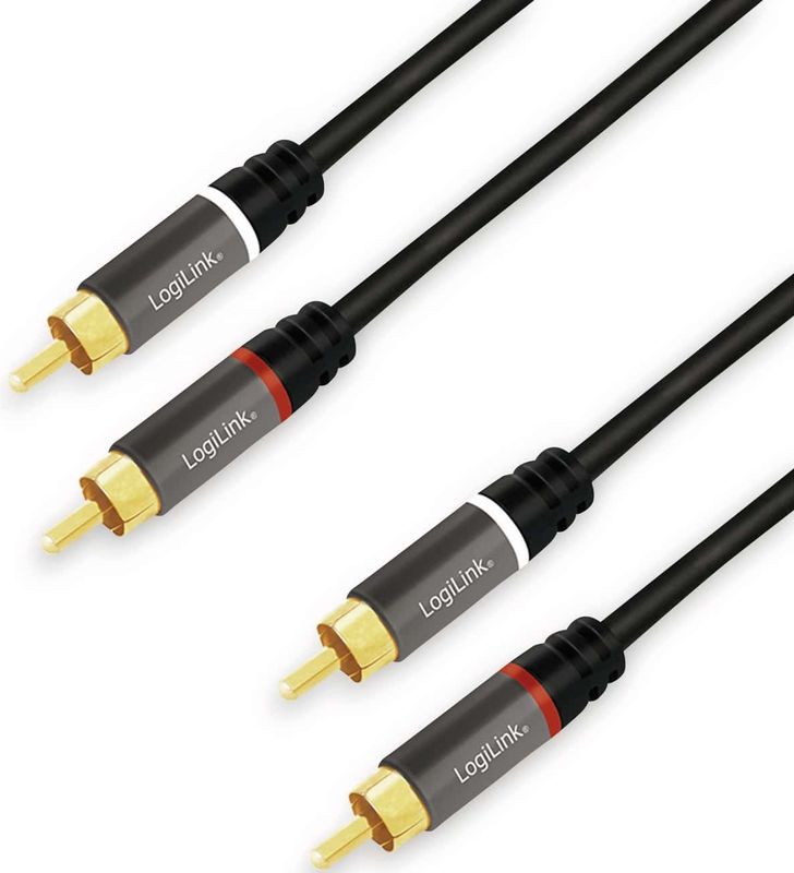 LOGILINK Cinchkabel CA1201, 0,5 m, 2x2 Cinchstecker, schwarz