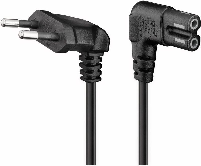 GOOBAY Euro-Netzkabel mit Doppelnutkupplung, schwarz, 5m, 90°, geeignet für SONOS PLAY 1 und 5