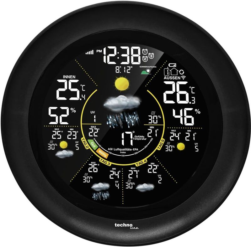 TECHNOLINE WLAN-Wetterstation WD3040, schwarz