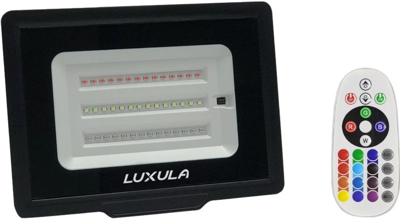 LUXULA RGB LED-Fluter LX400183, 50W, IP65, schwarz, mit Fernbedienung