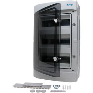 KOPP Aufputz-Feuchtraum-Verteilerkasten N36D, IP65, mit Tür, 3-reihig, 36 Pole