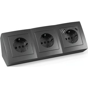 MCPOWER Steckdosenblock Flair, 3-fach, 16A/250V, 1xUSB-C, 1xUSB-A
