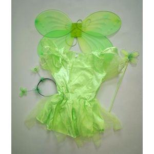 Carnaval Tinkerbel Set Kostuum - Groen - Maat 122/128 - Carnaval