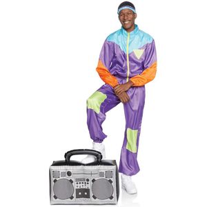 Leg Avenue - Kostuum - Meerkleurig - Jaren 80 - Skipak met Ritssluiting en Hoofdband