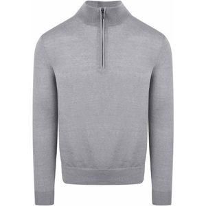 Suitable Merino Half Zip Trui Grijs