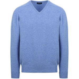 William Lockie Pullover Lamswol V Surf Mid Blue