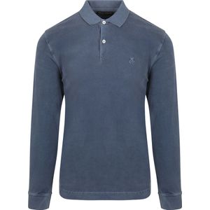 Marc O'Polo - Longsleeve Poloshirt - Donkerblauw - Biologisch Katoen - Modern-fit