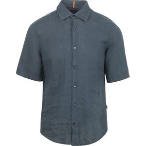 BOSS Rash Short Sleeve Overhemd Linnen Navy