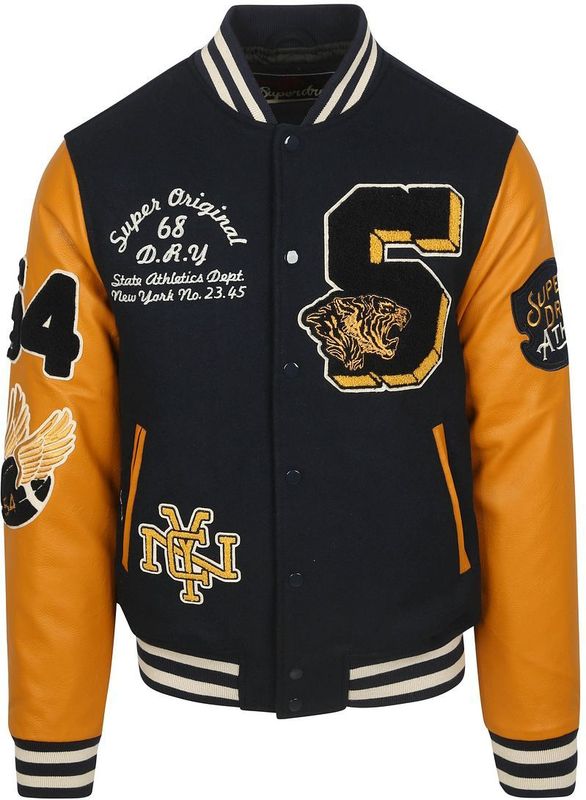 Superdry - Vintage Patched Varsity Jas - Blauw - Tussenjas