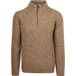 Suitable Half Zip Trui Tweed Wol Blend Beige