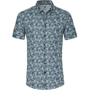 Desoto Short Sleeve Jersey Overhemd Bloemenprint Blauw