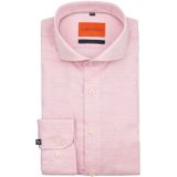 Suitable - Melange Overhemd - Roze - Slim-fit - Katoen - Lange Mouw