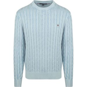 TOMMY HILFIGER - Gebreide Trui - Lichtblauw - Ronde Hals - Lange Mouw