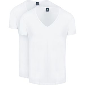 Suitable Vibamboru T-Shirt Diepe V-Hals Wit 2-Pack