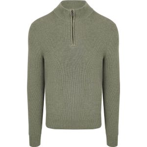 Suitable Half Zip Trui Wol Blend Groen