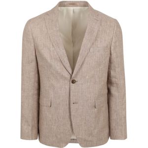 Suitable Blazer Pepita Linnen Beige