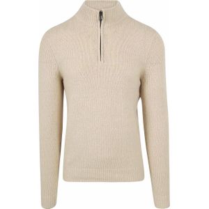 Suitable Half Zip Pullover Boiled Wool Ecru