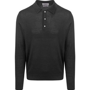 King Essentials The Robert Long Sleeve Poloshirt Merino Zwart