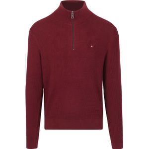 Tommy Hilfiger Half Zip Kabel Pullover Bordeaux