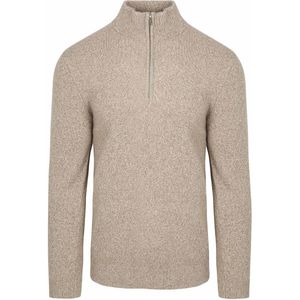 Profuomo Half Zip Pullover Lamswol Melange Beige