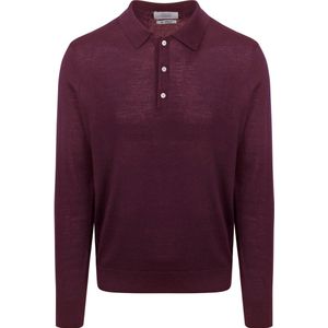 King Essentials The Robert Long Sleeve Poloshirt Merino Burgundy