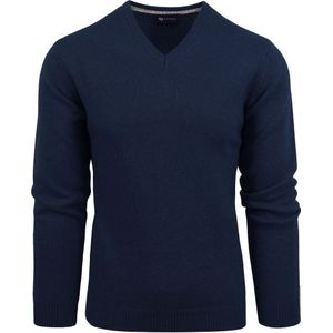 Suitable Lamswol Trui V-Hals Donkerblauw