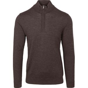 Profuomo Half Zip Pullover Merinowol Donkerbruin