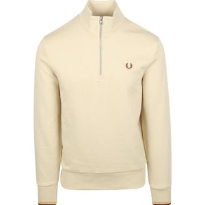 Fred Perry - Half Zip Trui - Off-White - Katoen - Regular-fit