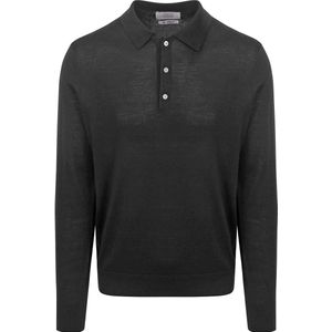 King Essentials The Robert Long Sleeve Poloshirt Merino Zwart