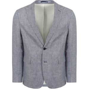 Suitable Blazer Pepita Linnen Blauw