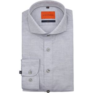 Suitable - Melange Overhemd - Grijs - Slim-fit - Katoen - Lange Mouw