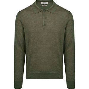 King Essentials The Robert Long Sleeve Poloshirt Merino Army Groen