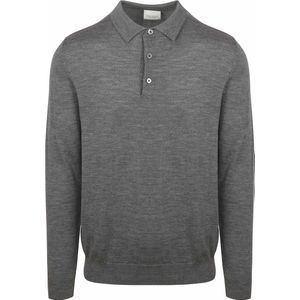 Profuomo - Longsleeve Poloshirt - Grijs - Merinowol