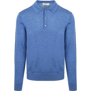 King Essentials The Robert Long Sleeve Poloshirt Merino Mid Blauw
