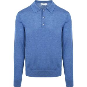 King Essentials - The Robert Long Sleeve Poloshirt - Blauw - Merinowol - Heren